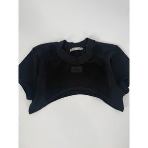 Kith Womens Ribbed Mock Neck Curved Hem Crop Top Black KHW030342 Size L